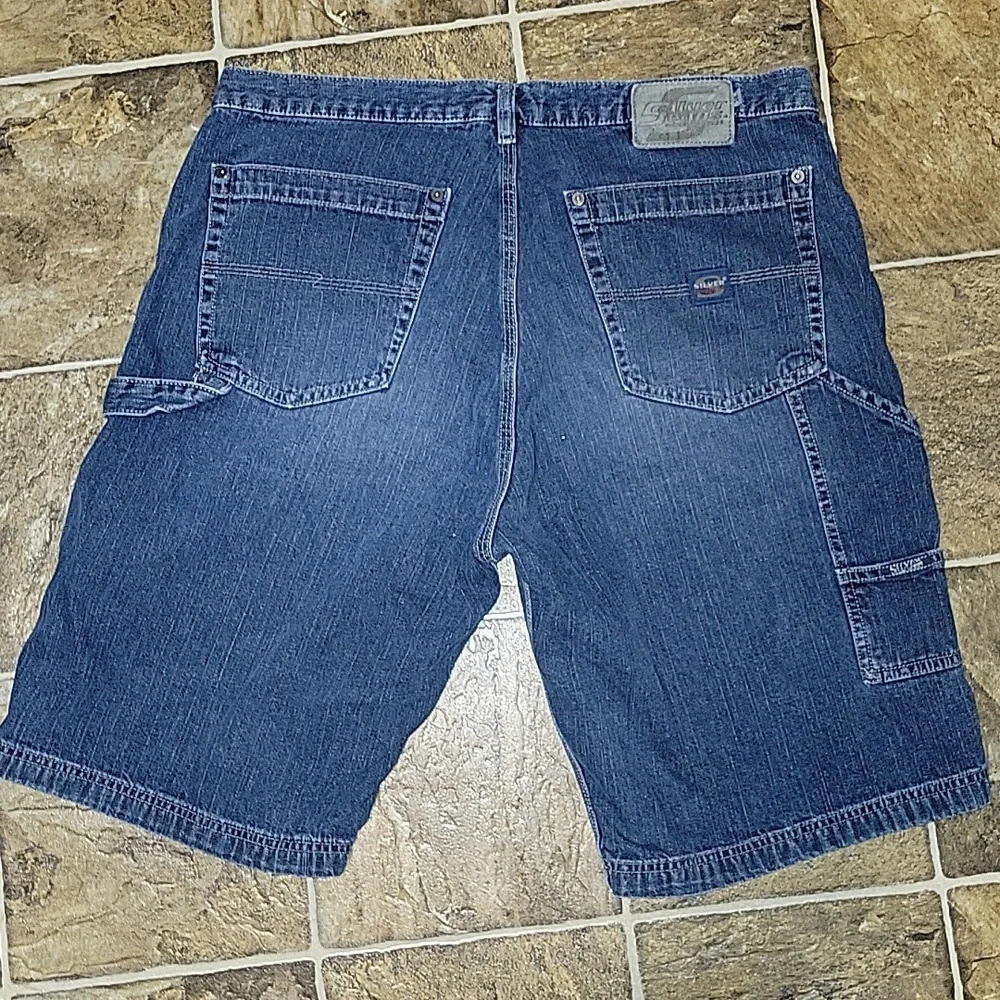 Vtg Silver Jeans Mens Size 38 Blue Denim Carpenter Shorts